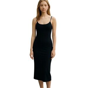 By Malene‎ Birger Ellya Womens Slip Dress Black Size XXS Midi Length Bodycon